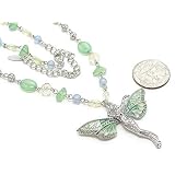 Peridot Swarovski Crystal Medieval Fairy Necklace Silver Tone