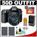 Canon EOS 50D Digital SLR Camera Body + Canon 18-200mm IS Lens + 16GB Card + (2) Batteries + Charger + Accessory Kit