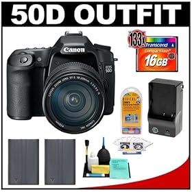 Canon EOS 50D Digital SLR Camera Body + Canon 18-200mm IS Lens + 16GB Card + (2) Batteries + Charger + Accessory Kit