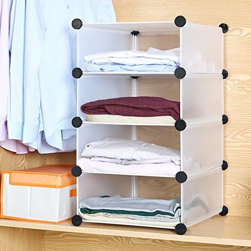 4 Shelf Closet Organizer by COSYHOME. Clothing Storage Containers Freestanding Clothes Storage System.