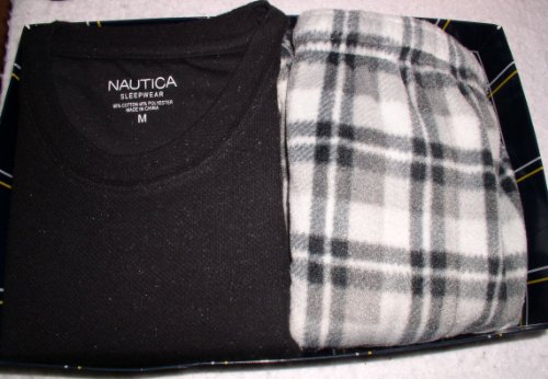 Nautica Men's Knit Pajama Set - Long Sleeve T-shirt 