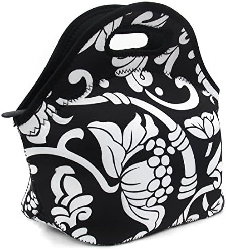 PAG Lunch Bag,Neoprene Lunch Tote,Reusable Lunch Bag,Zipper Lunch Bag,Flower Style