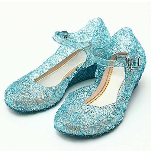 Girls Princess Elsa Shoes For Halloween Costumes (Blue) Kids Size 13