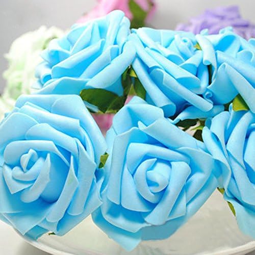 Blue 50pcs Artificial Foam Roses Wedding Flowers Craft Decoration 7.5cm Real Touch