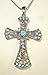 Turquoise Austrian Crystals Cross Pendant Necklace title=