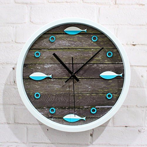 TopMac Silent Wooden Wall Clocks 3D Fish Series Color 2