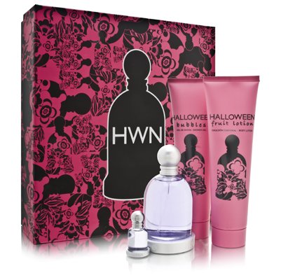 Halloween By Jesus Del Pozo For Women. Gift Set 4 Pcs ( Eau De Toilette Spray 3.3 Oz + Fruit Lotion 5.0 Oz +  Bubbles Shower Gel 5.0 Oz+ Miniature 4.5 Ml)