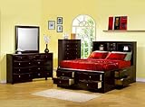 Phoenix California King Bookcase Storage Bedroom 4pc Set in Deep Rich Cappu ....