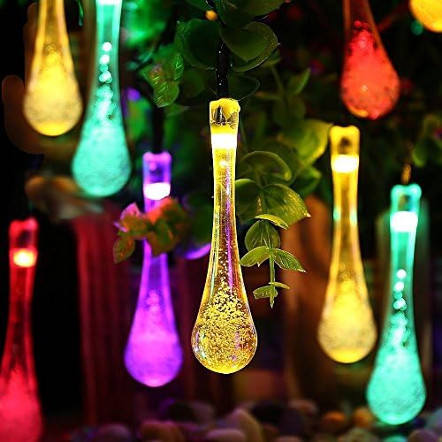 Solar String Lights,Covboa 20ft 30 LED Water Drop Solar Lights Outdoor String Fairy Waterproof Lights Garden Decorations Christmas Lights for room, Patio, Home, Party,Yard (Multi-Color)