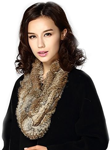 AORUI Women's Real Sheared Rabbit Fur Scarves NaturalBrown OneSize