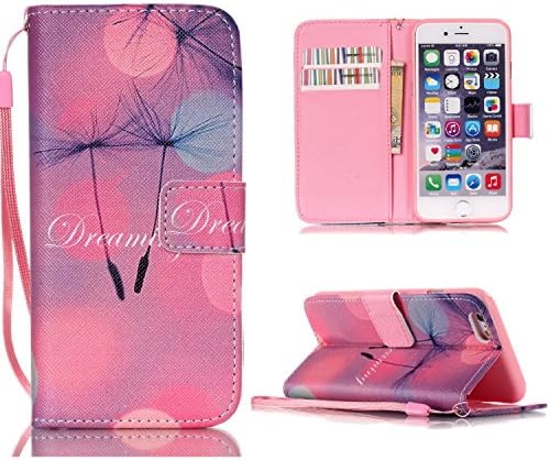 For iPhone 6S / 6 Wallet Case , JLNYU Cute Pattern PU Leather Card Case for Apple iPhone 6 (2014) and New 6S (2015 ) 4.7" with Magnetic Clasp [ Soft TPU Cover Interior ] &amp; Hand Strap - Dreaming