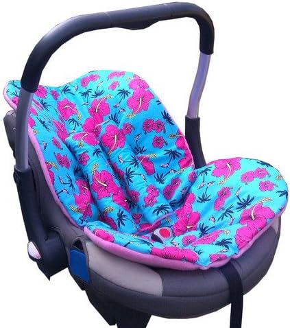 Car Seat Liner - Hawaiian Print Turquoise Love Baby