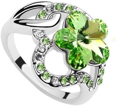 Mondaynoon Women's Swarovski Elements Austrian Crystal Rings,Meaning:Love Plum Size:7-8,Color:Olive