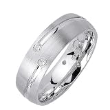 0.12ct Platinum Grooved Diamond Wedding Band (GH, VS)