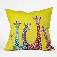 DENY Designs Clara Nilles Jellybean Giraffes Throw Pillow, 16-Inch by 16-Inch