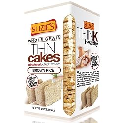 Suzie's Whole Grain Thin Cakes, Puffed Brown Rice Crackers, 4.9-Ounce Bags (Pack of 12)