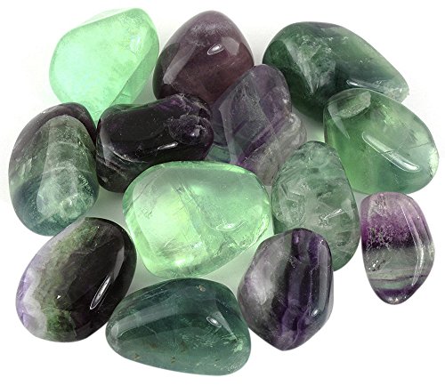 Crystal Allies Materials: 1/2lb Bulk Tumbled Fluorite Stones from China - Large 3/4" to 1" Polished Natural Crystals for Reiki Crystal Healing *Wholesale Lot*