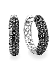 3.50 Carat (ctw) 10k White Gold Brilliant Round Diamond Huggie Hoop Earrings