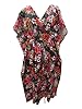 Womans Black Floral Printed Kaftan Kimono Sleeve Cotton Caftan Lounger dress