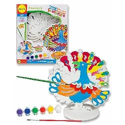 Alex Paint a 10" X 11" Wooden Peacock Sculpture Kit