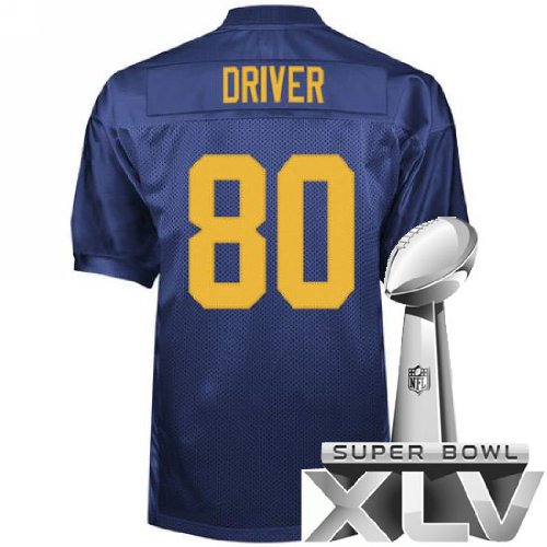 Green Bay Packers 80 Donald Driver Blue Super Bowl NFL Jerseys Authentic Football Jersey Size 48-56 (Please Select the Size When You Order, Can Do Drop Shipping)