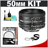 Nikon 50mm F/1.8D AF Nikkor Lens + UV Filter + Accessory Kit for Nikon D3, D3x, D300, D200, D90, D700 & D300s Digital SLR Cameras