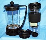Bodum Coffee & Tea Press Set for Home and on the Go with Travel Mug Lid Included - Black