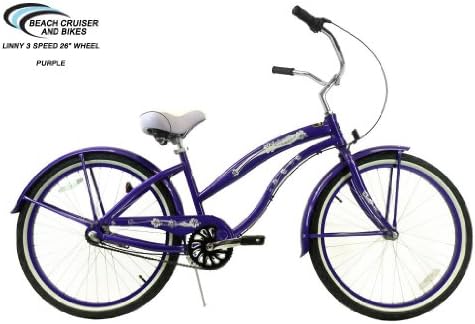 Purple Linny Women's 26" Wheels Shimano Nexus Internal 3-Speed Aluminum Beach Cruiser