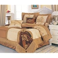 Luxury Applique Nashing Joycy 7-piece Comforter Set - Queen Size, 1 Comforter, 1 Bed Skirt, 2 Pillow Shams, 2 Square Pillows, 1 Neck Roll, Better Home Better Life, 100% Polyester, High Quality