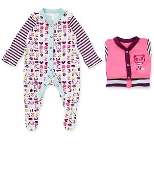 Girls Panda Sleepsuits - 3 pack