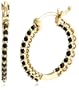 10k Yellow Gold Black Diamond Hoop Earrings (1 cttw)