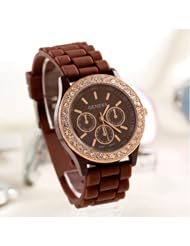 Gift-HK Fashion Unisex Geneva Diamond Wrist Watches 13 Colors Available Brown