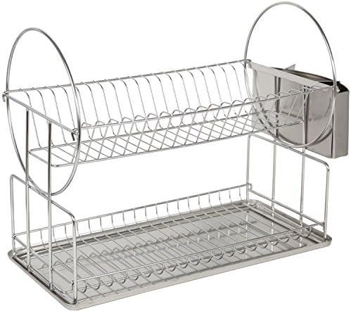 Steel Dish Rack - 2 Tier Dish Drying Rack - 18 Inch Dish Drainer