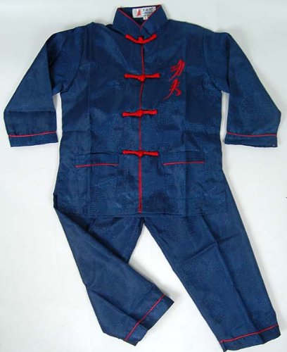 Chinese Kid’s Kung Fu Shirt Pants Suit Navy Blue Available Sizes: 6M, 3T, 4, 6, 8, 10, 12, 14