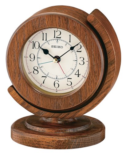 Seiko Desk and Table Alarm Clock Brown Wooden Case