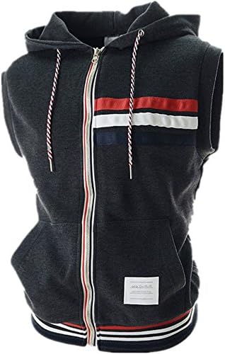 Allonly Men's Casual Sleeveless Zip Hoodie Lightweight Sport Slim Fit Tank Vest