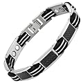 Das magnetische Herren-Armband von Willis Judd, aus Titan mit schwarzen Carbon Eins�tzen. Starke 3000 Gauss Magnete, neu in schwarzen Samtgeschenkpackung, kostenlose Ger�t f�r Gliedentfernung