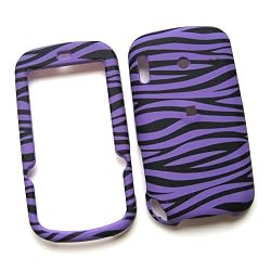 Palm Treo Pro 850 Rubberized Snap On Protector Hard Case Rubber Feel Animal Image Cover Black & Purple Zebra