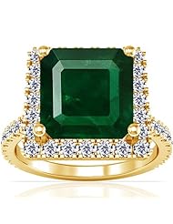 14K Yellow Gold Emerald Cut Emerald Ring With Sidestones