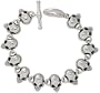 7", Sterling Silver Skull Bracelet, w/ 15 X 10 mm Skulls,