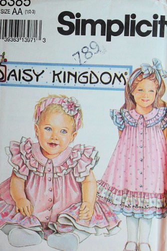 Simplicity 8385 ~Daisy Kingdom ~ Little Girl & Toddler Ruffle Yoke Collar Dress Sewing Pattern (Size 1/2 to 3)