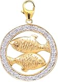 14k Gold Diamond Pisces Zodiac Charm (1/10 cttw)