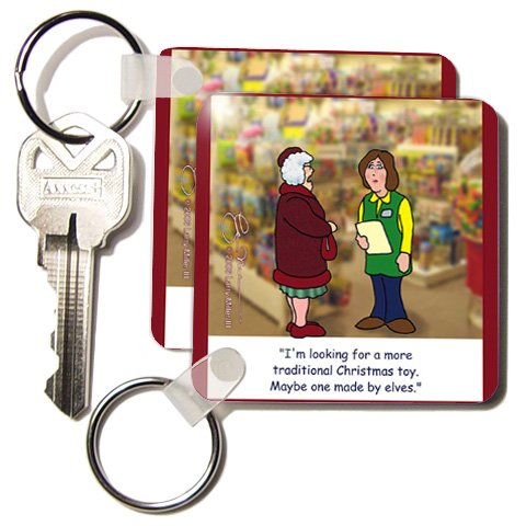 Larry Miller Cartoon about a Traditional Toy for Christmas - Set Of 4 Key Chains