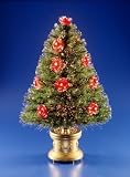 National Tree Company SZRS7-100-36 36 Inch Fiber Optic Red Rose Tree with Gold Column Base - Red/Clear Twinkle Wheel
