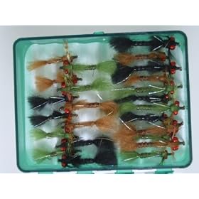 NEW FLIES 24 RUBY EYED DAMSEL FLY NYMPHS, BOXED -Gamagatsu Hooks