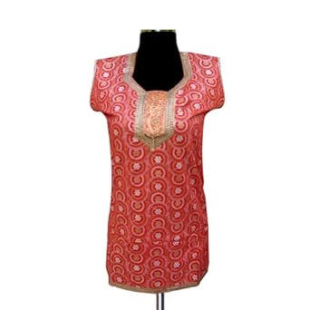 Handmade Block Printed Embroidered Cotton Top With Sequins