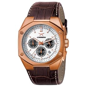 Men's Carrera� Sprint Chronograph Watch Brown Leather Strap White Dial