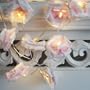 Pale Pink & White Paper Rose Fairy Lights Garland