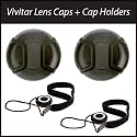 2 Pack Vivitar Lenscaps & 2 Pack Lens Cap Holders For Canon EOS Rebel T1i, Rebel T2i, Rebel XS, Rebel Xsi And Rebel Xti That Have A Canon EF-S 18-55mm Lens or a Canon EF-S 55-250mm Lens