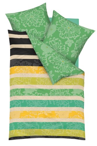 Kaeppel G-102956-03D1-VBMH Bettw&auml;sche Flower Power Farbe Gr&uuml;n Qualit&auml;t Satin, Gr&ouml;&szlig;e 1x 80/80 und 135/200 cm